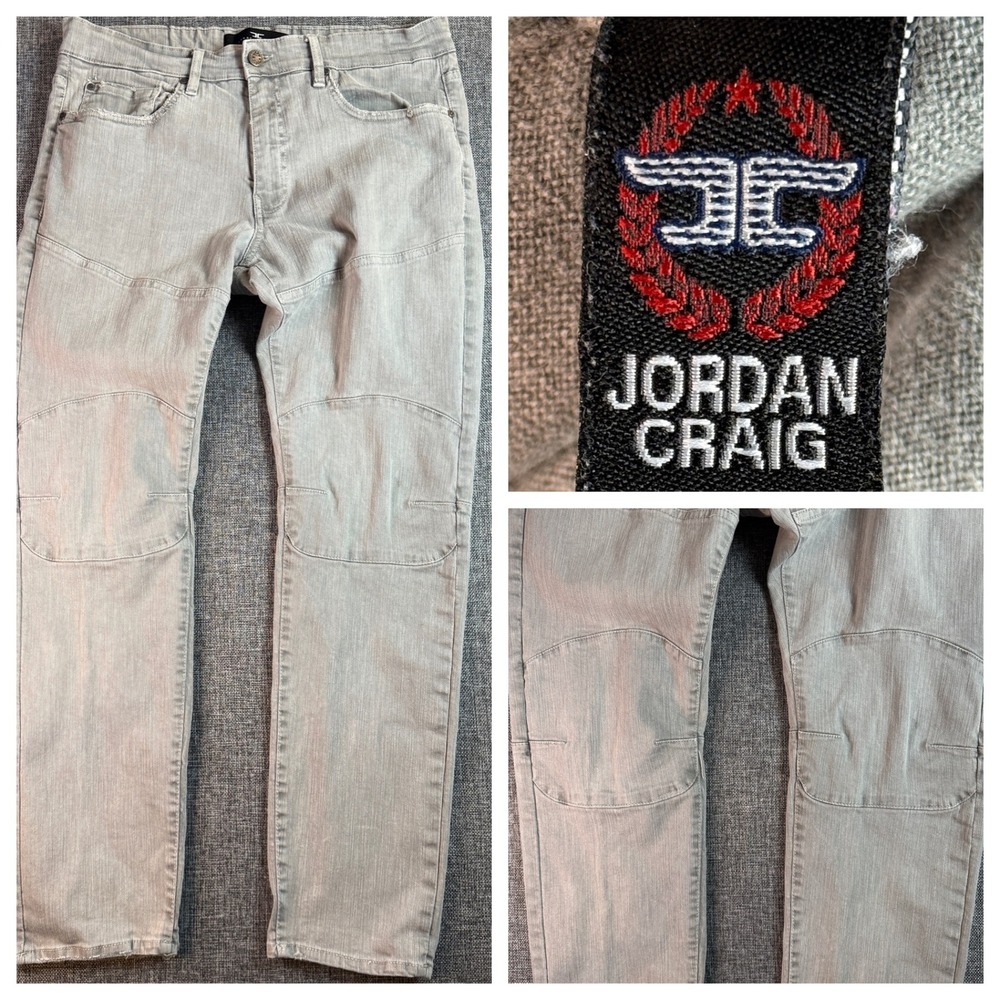 Mens Jordan Craig Jeans | Waist 36 | Gray Aaron Legacy Edition Moto Slim Fit